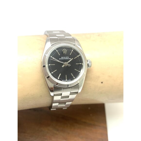 Rolex Women's Watch 76030 Oyster Perpetual 2000 Black Dial Swiss Automatic 25mm - Picture 13 of 15